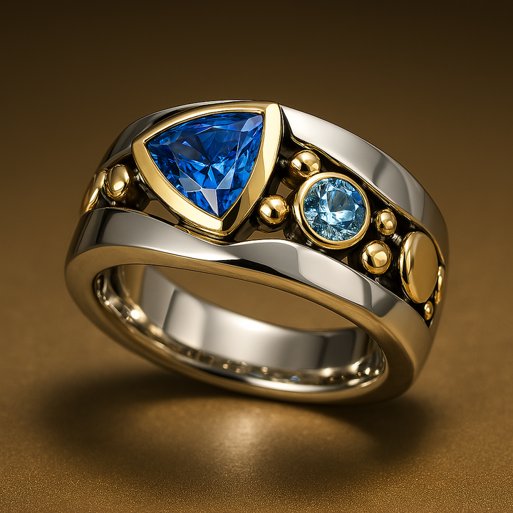 Bague Vintage en Cristal Bleu
