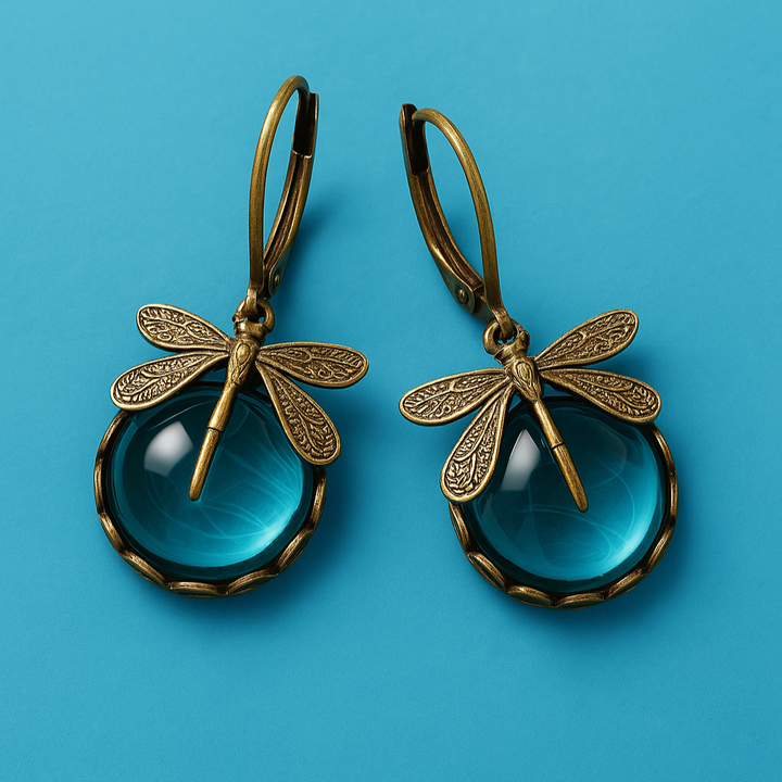 Boucles d'oreilles en Or Antique Libellule Sphériques