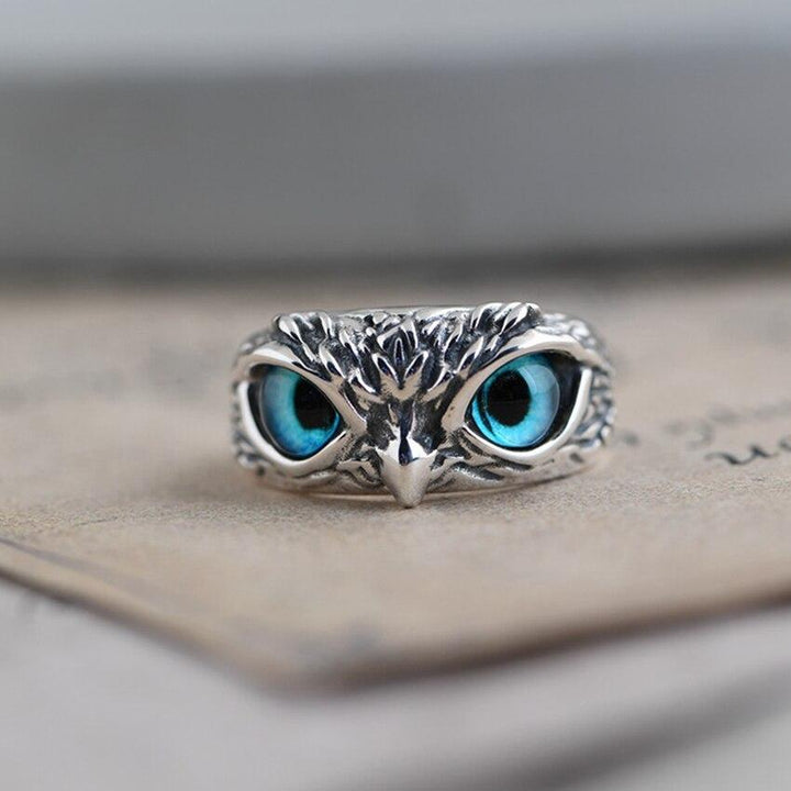 Bague en Argent et Opale Hibou Chanceux Ajustable