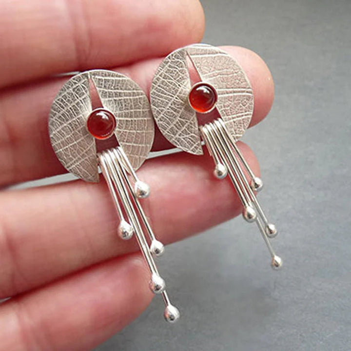 Boucles d'oreilles en pierre creuse rouge suspendues