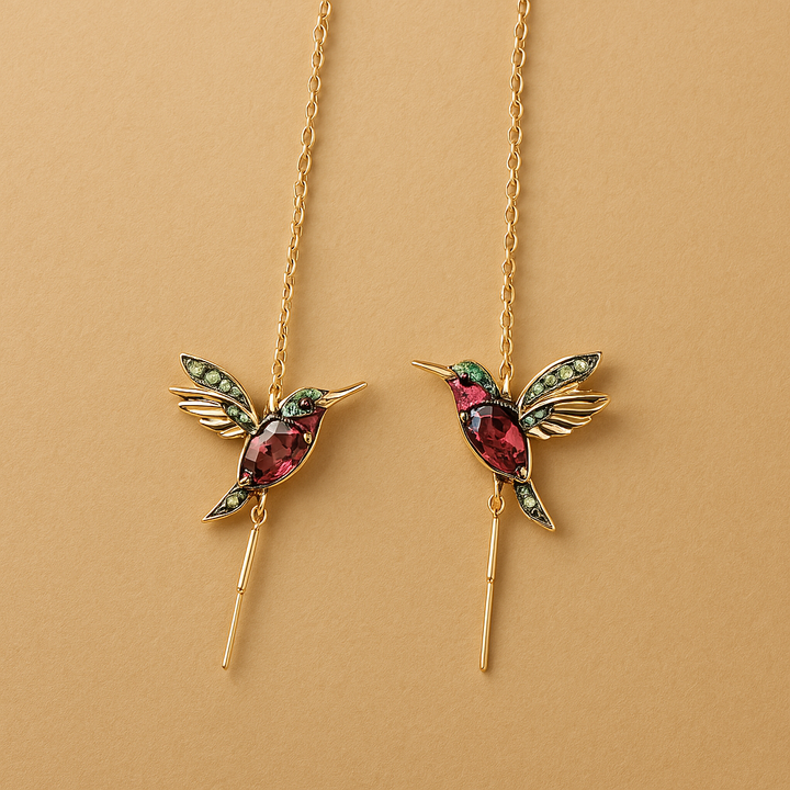 Boucles d'oreilles Hummingbird en zirconium et émail